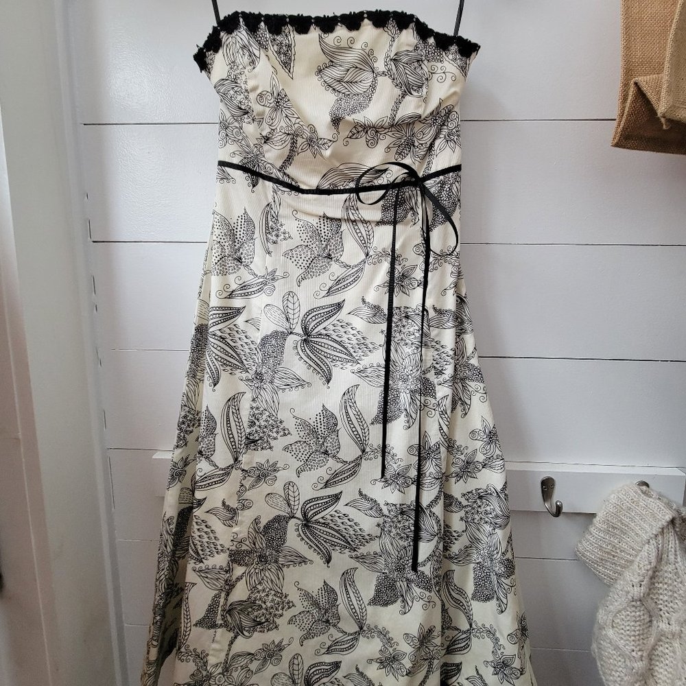 Rachelle Floral Print Dress with Black Lace Underlay